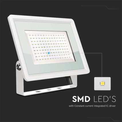 Holofote exterior LED LED/200W/230V 6500K IP65 branco