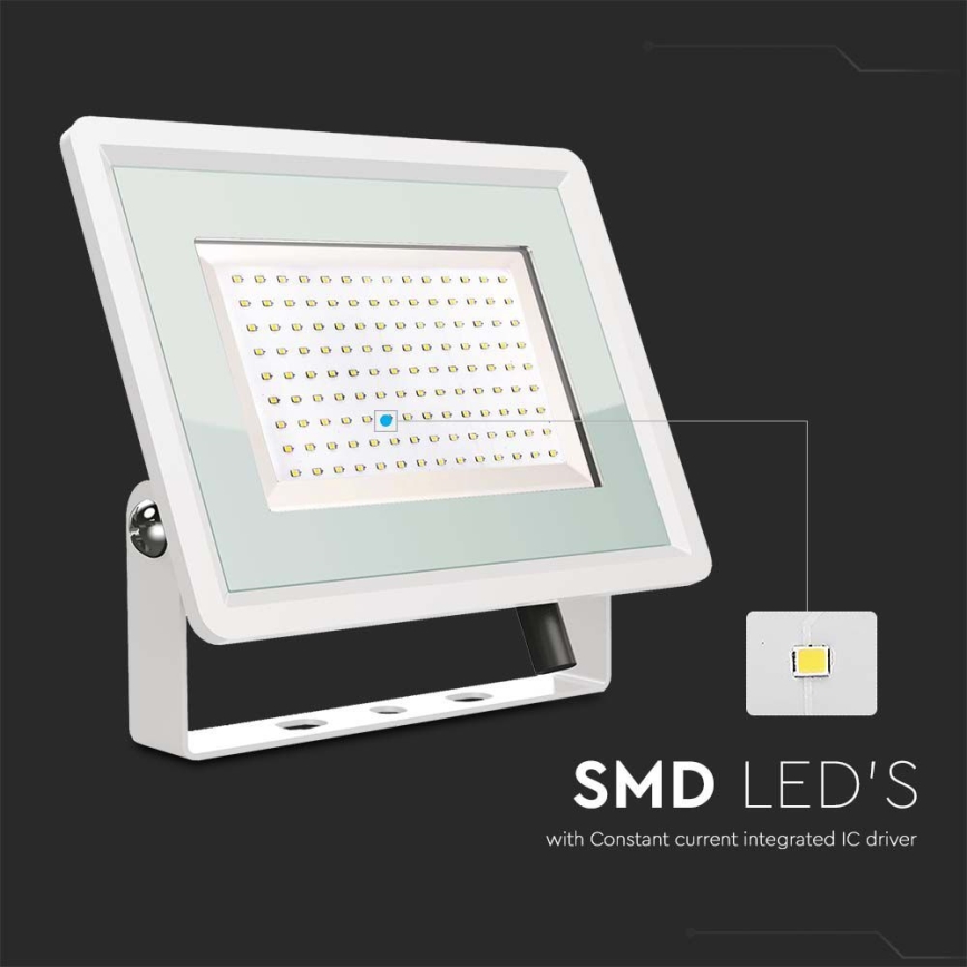 Holofote exterior LED LED/200W/230V 6500K IP65 branco