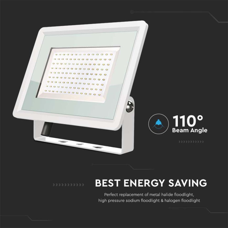 Holofote exterior LED LED/200W/230V 6500K IP65 branco