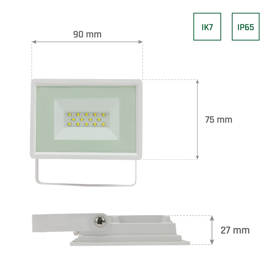 Holofote exterior LED NOCTIS LUX 3 LED/10W/230V 6000K IP65 branco