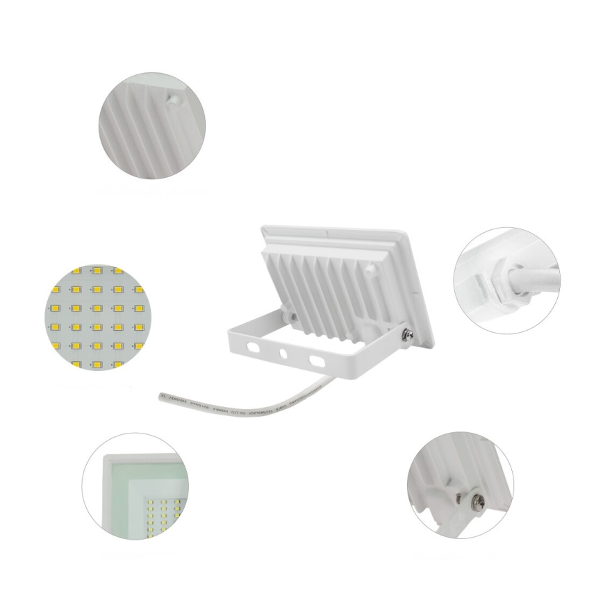 Holofote exterior LED NOCTIS LUX 3 LED/20W/230V 4000K IP65 branco