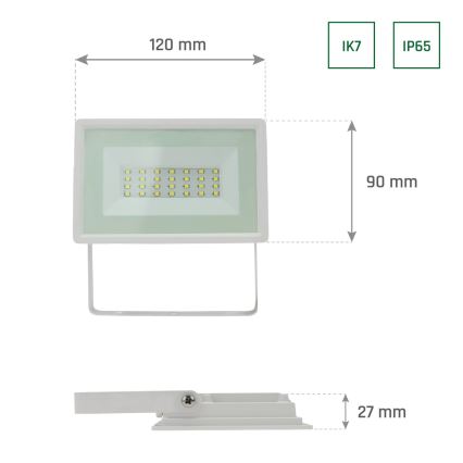 Holofote exterior LED NOCTIS LUX 3 LED/20W/230V 4000K IP65 branco