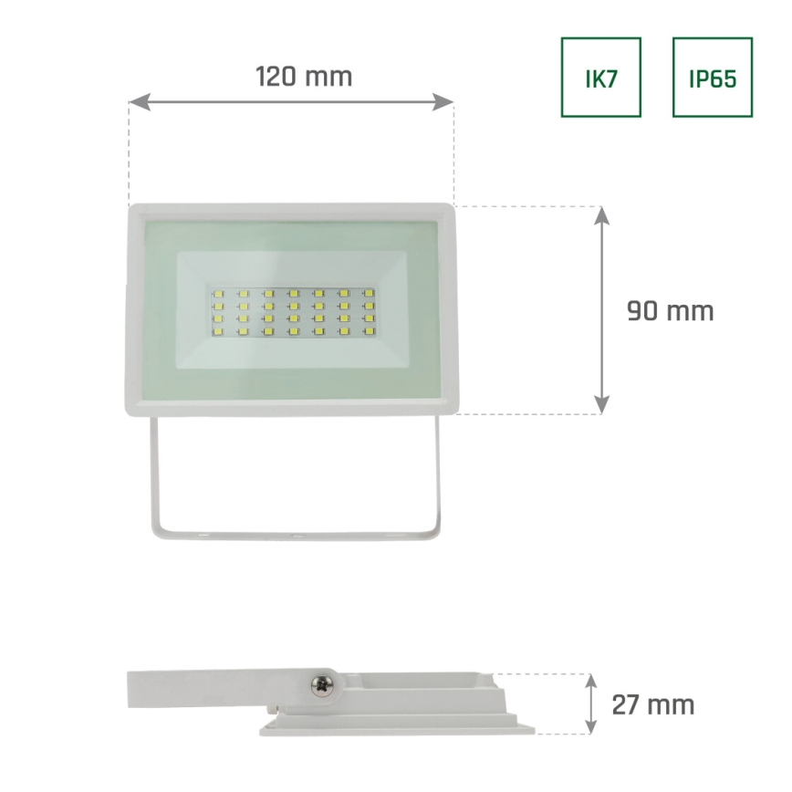 Holofote exterior LED NOCTIS LUX 3 LED/20W/230V 4000K IP65 branco