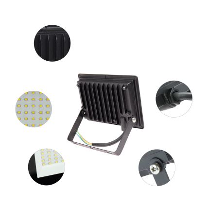 Holofote exterior LED NOCTIS LUX 3 LED/20W/230V 4000K IP65 preto