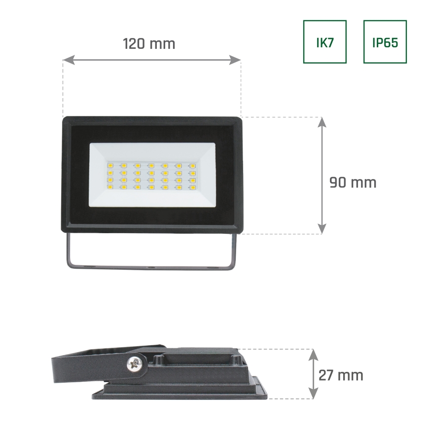 Holofote exterior LED NOCTIS LUX 3 LED/20W/230V 4000K IP65 preto