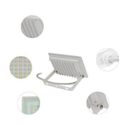 Holofote exterior LED NOCTIS LUX 3 LED/30W/230V 3000K IP65 branco