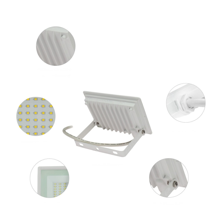 Holofote exterior LED NOCTIS LUX 3 LED/30W/230V 3000K IP65 branco