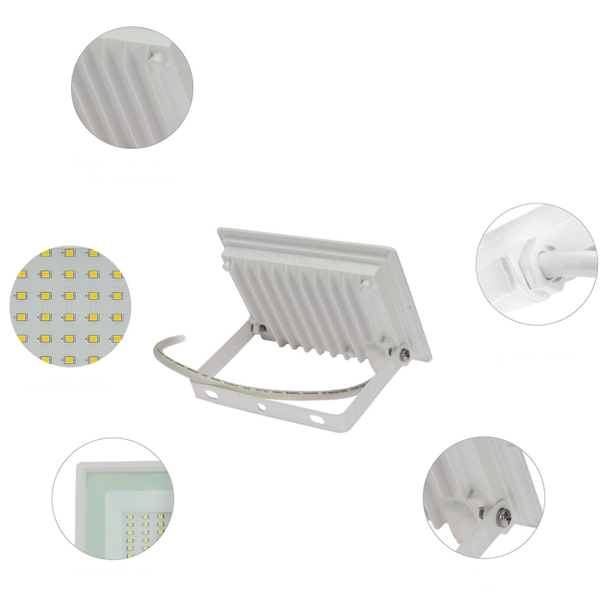 Holofote exterior LED NOCTIS LUX 3 LED/30W/230V 4000K IP65 branco