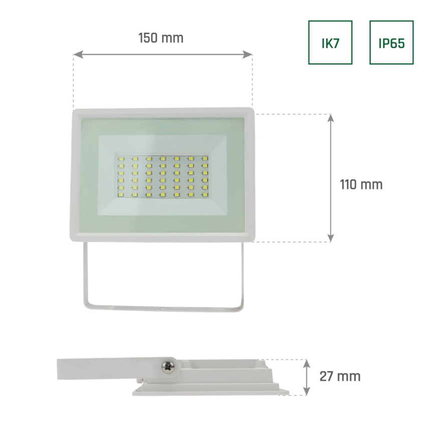Holofote exterior LED NOCTIS LUX 3 LED/30W/230V 4000K IP65 branco