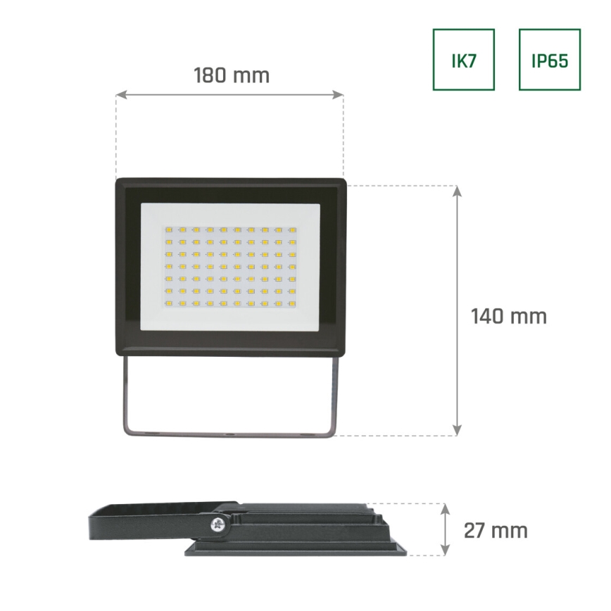 Holofote exterior LED NOCTIS LUX 3 LED/50W/230V 6000K IP65 preto