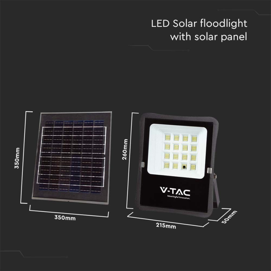 Holofote exterior LED solar LED/12W/3,2V 4000K IP65 + controlo remoto