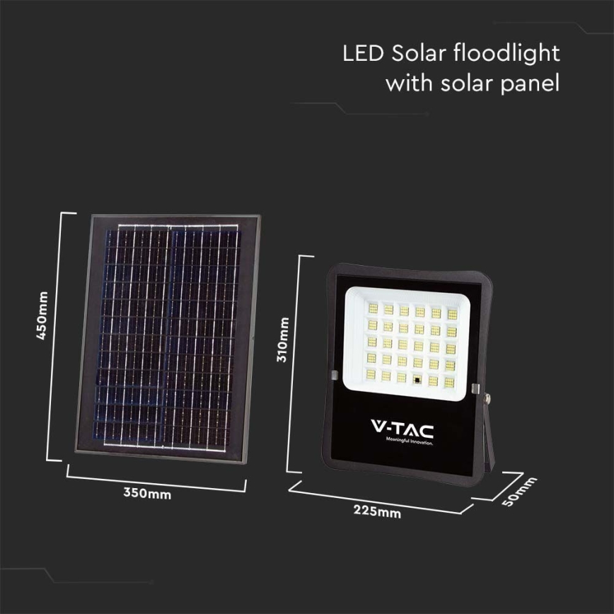 Holofote exterior LED solar LED/20W/3,2V 6400K IP65 + controlo remoto