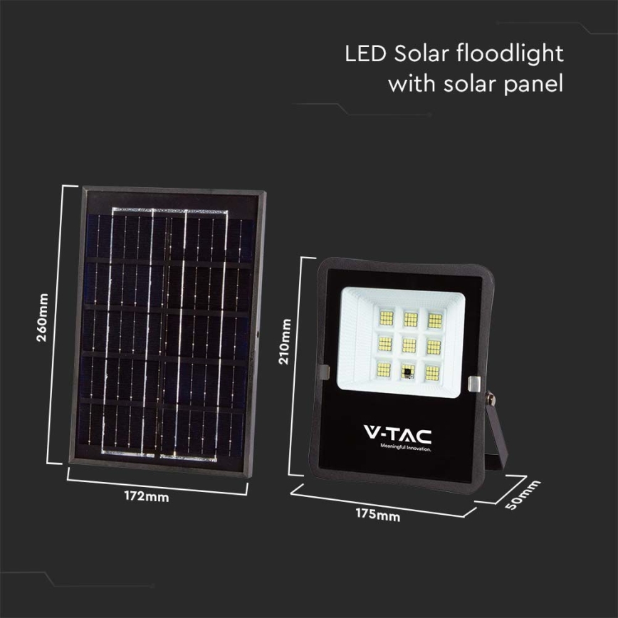 Holofote exterior LED solar LED/6W/3,2V 4000K IP65 + controlo remoto