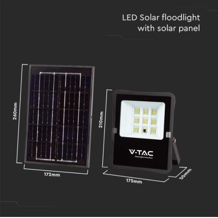 Holofote exterior LED solar LED/6W/3,2V 6400K IP65 + controlo remoto