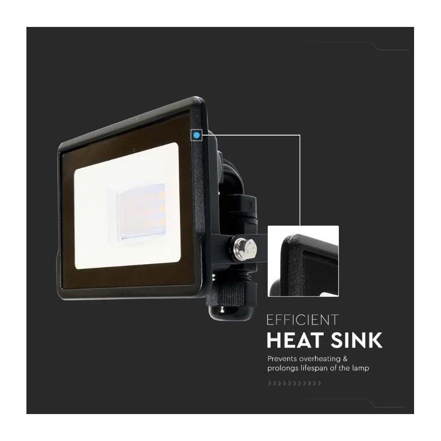 Holofote LED com ligação direta SAMSUNG CHIP LED/10W/230V IP65 6500K preto