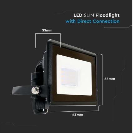 Holofote LED com ligação direta SAMSUNG CHIP LED/10W/230V IP65 6500K preto