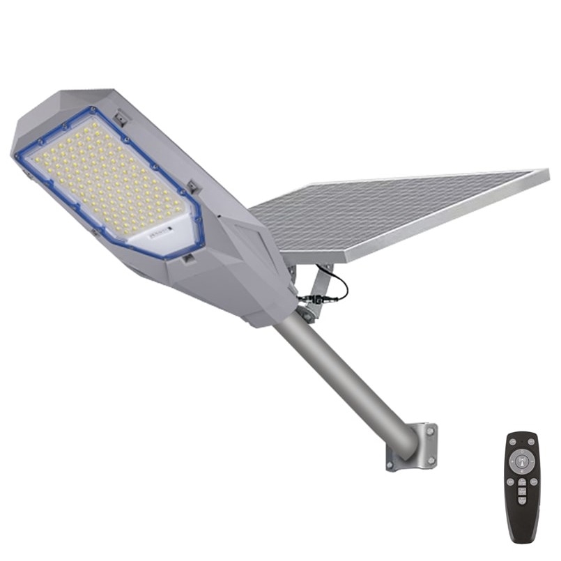 Holofote LED com regulação com sensor de crepúsculo e Painel solar LED/200W/20000 mAh 6500K IP65 cinzento
