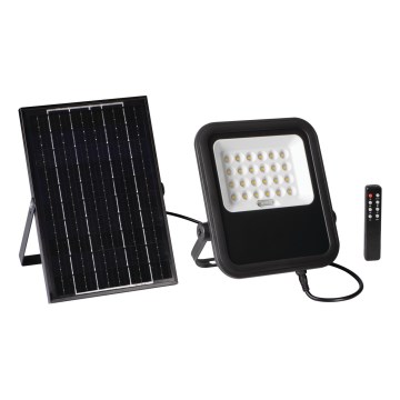 Holofote LED com regulação, painel solar e sensor de anoitecer LED/10W/10000 mAh 3,2V IP65 + comando