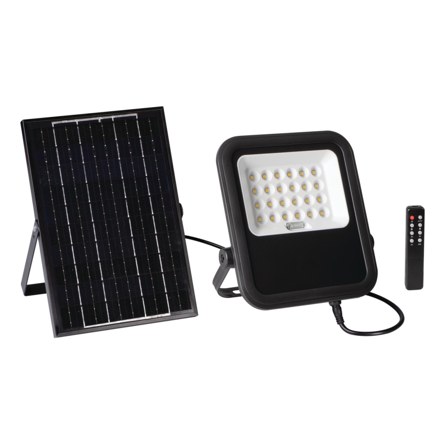 Holofote LED com regulação, painel solar e sensor de anoitecer LED/10W/10000 mAh 3,2V IP65 + comando