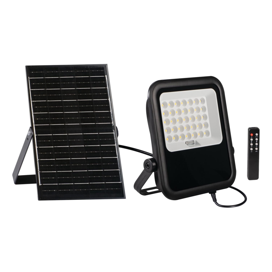 Holofote LED com regulação, painel solar e sensor de anoitecer LED/15W/15000 mAh 3,2V IP65 + comando