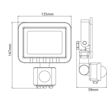 Holofote LED com sensor LED/20W/230V IP65