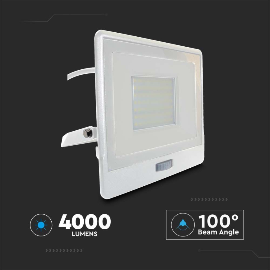 Holofote LED com sensor LED/50W/230V 6500K IP65 branco