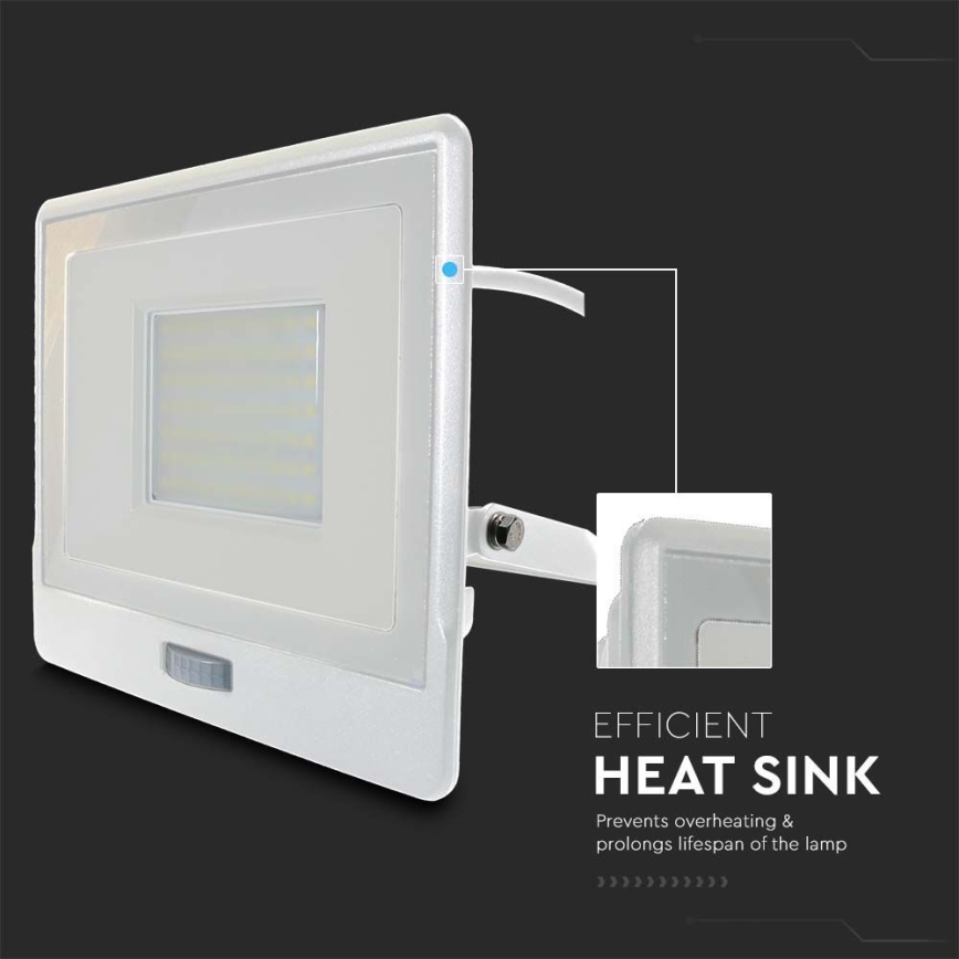 Holofote LED com sensor LED/50W/230V 6500K IP65 branco