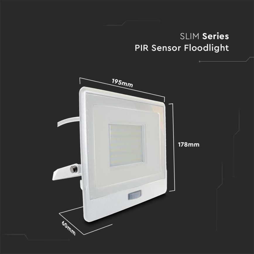 Holofote LED com sensor LED/50W/230V 6500K IP65 branco