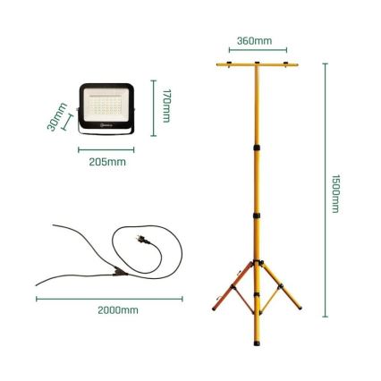 Holofote LED com suporte NOCTIS 2xLED/50W/230V 4000K IP65