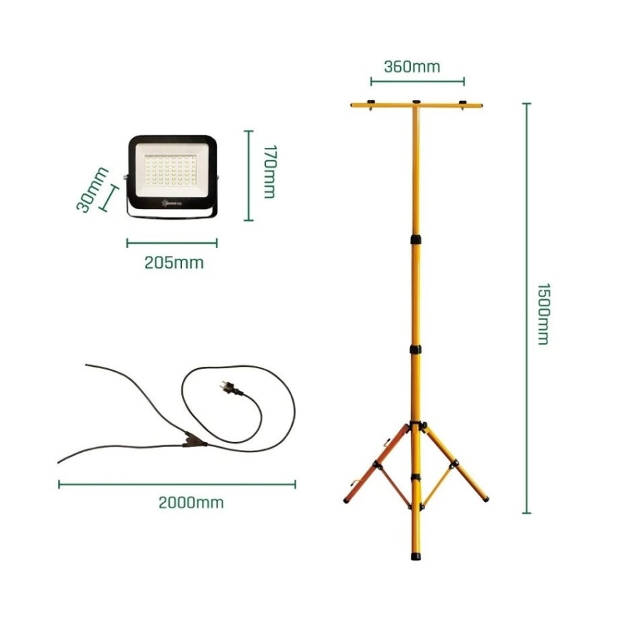 Holofote LED com suporte NOCTIS 2xLED/50W/230V 4000K IP65