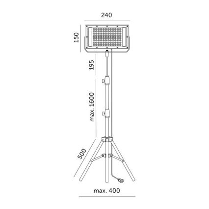 Holofote LED com suporte para o cultivo de plantas FIRON LED/45W/230V IP54 preto