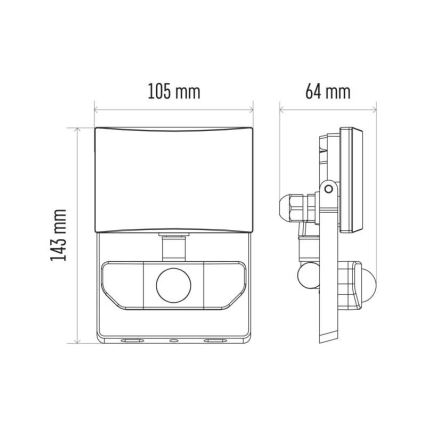 Holofote LED com um sensor LED/10,5W/230V IP54