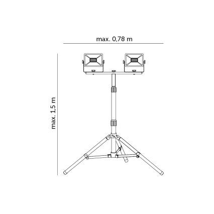 Holofote LED com um suporte 2xLED/30W/230V IP65