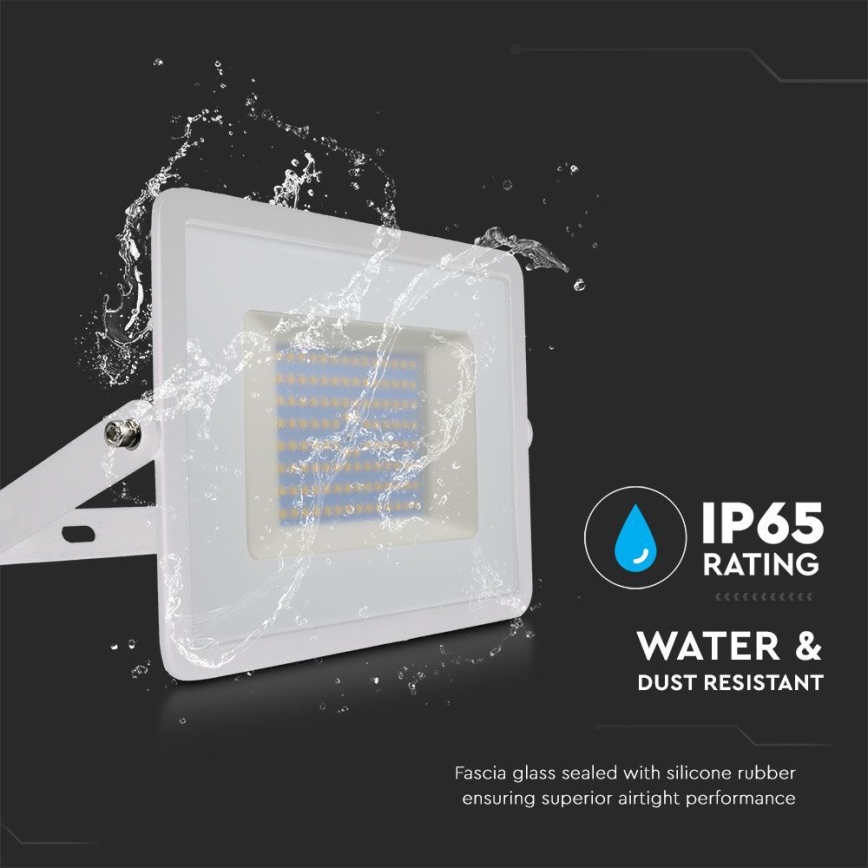 Holofote LED LED/100W/230V 6500K IP65 branco