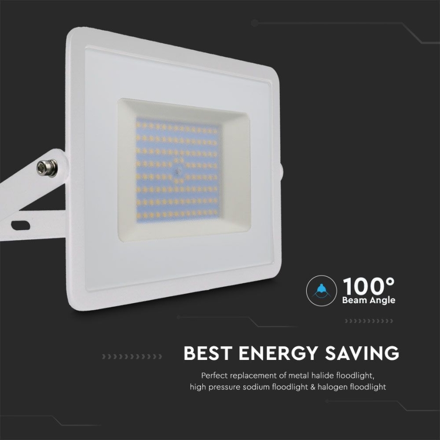 Holofote LED LED/100W/230V 6500K IP65 branco