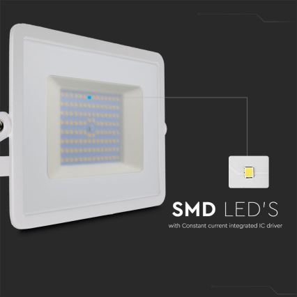 Holofote LED LED/100W/230V 6500K IP65 branco