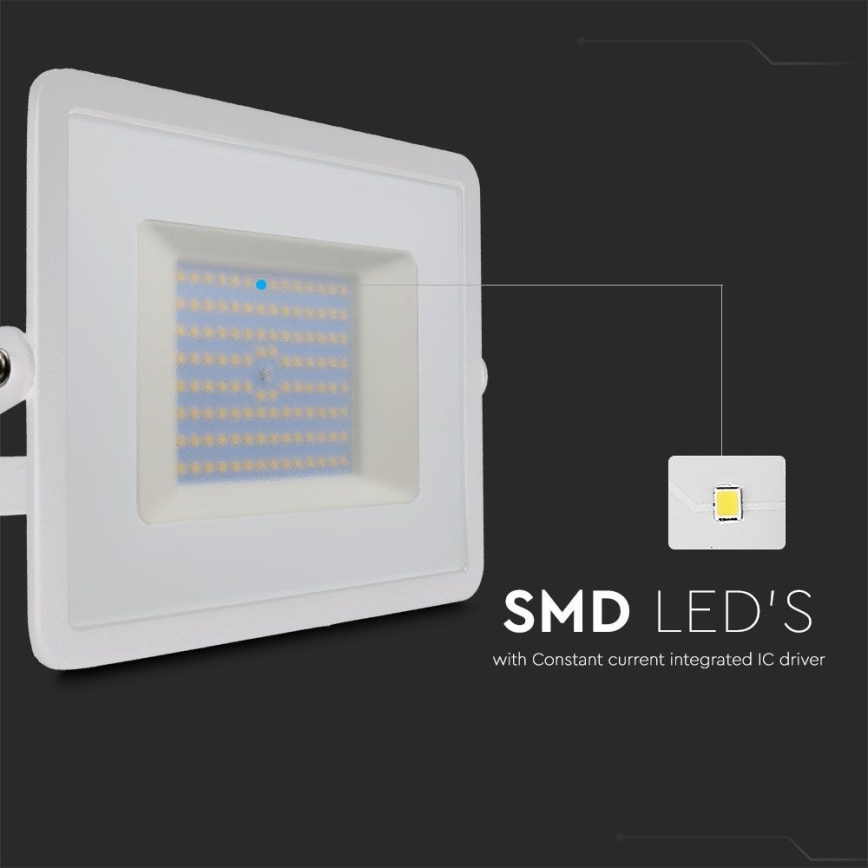Holofote LED LED/100W/230V 6500K IP65 branco