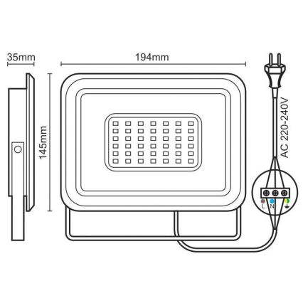 Holofote LED LED/50W/230V 4000K IP65