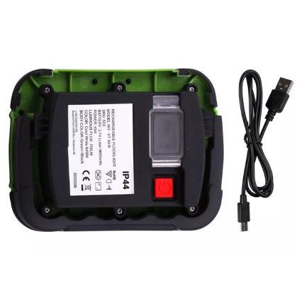 Holofote LED recarregável SAMSUNG CHIP LED/10W/3,7V IP44 6400K 3600 mAh verde