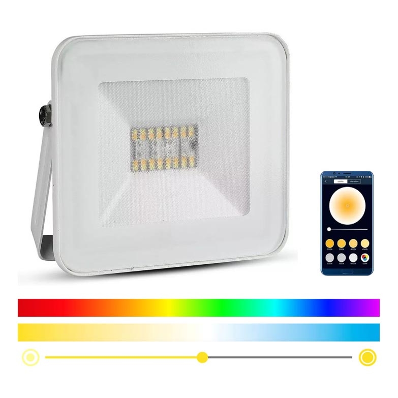 Holofote LED RGB inteligente e regulável LED/20W/230V IP65 branco