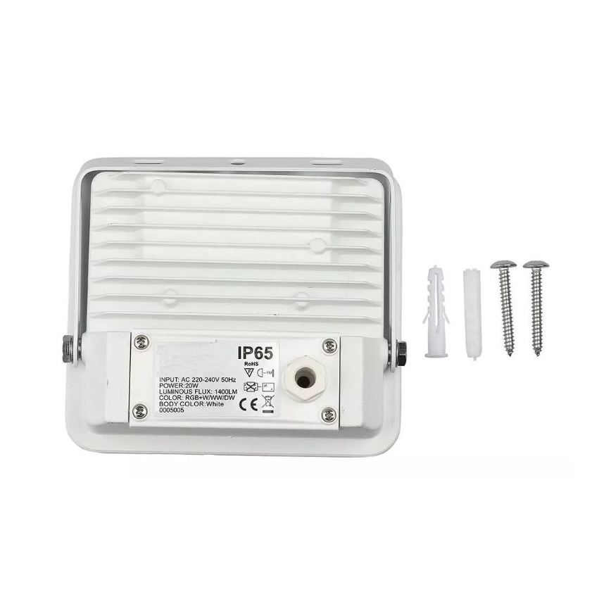 Holofote LED RGB inteligente e regulável LED/20W/230V IP65 branco