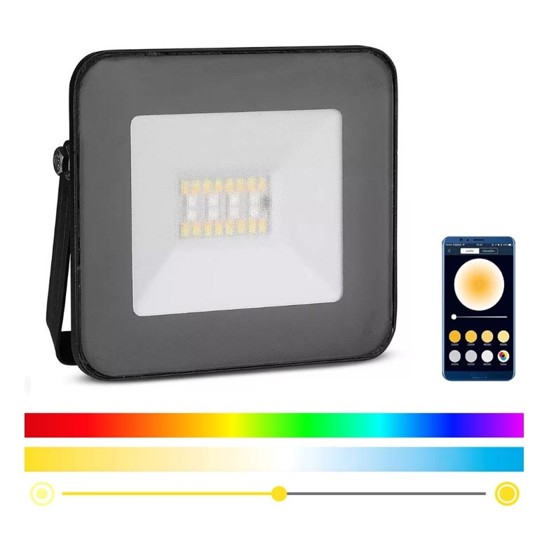 Holofote LED RGB inteligente e regulável LED/20W/230V IP65 preto