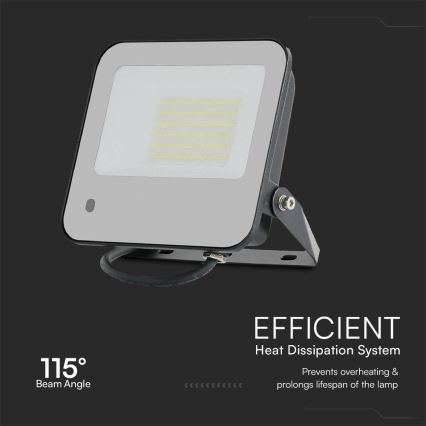 Holofote LED RGBW regulável LED/50W/230V IP65 cinzento + comando