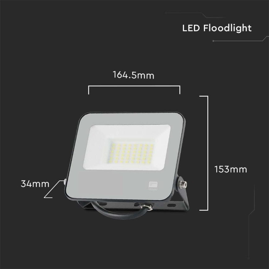 Holofote LED SAMSUNG CHIP LED/30W/230V 4000K IP65 preto