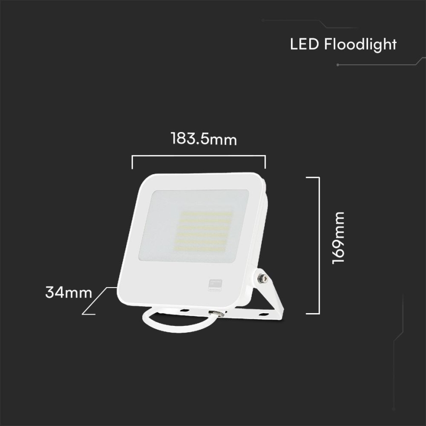 Holofote LED SAMSUNG CHIP LED/50W/230V 4000K IP65 branco