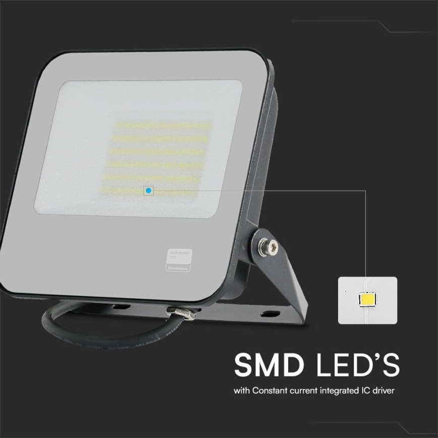 Holofote LED SAMSUNG CHIP LED/50W/230V 4000K IP65 preto