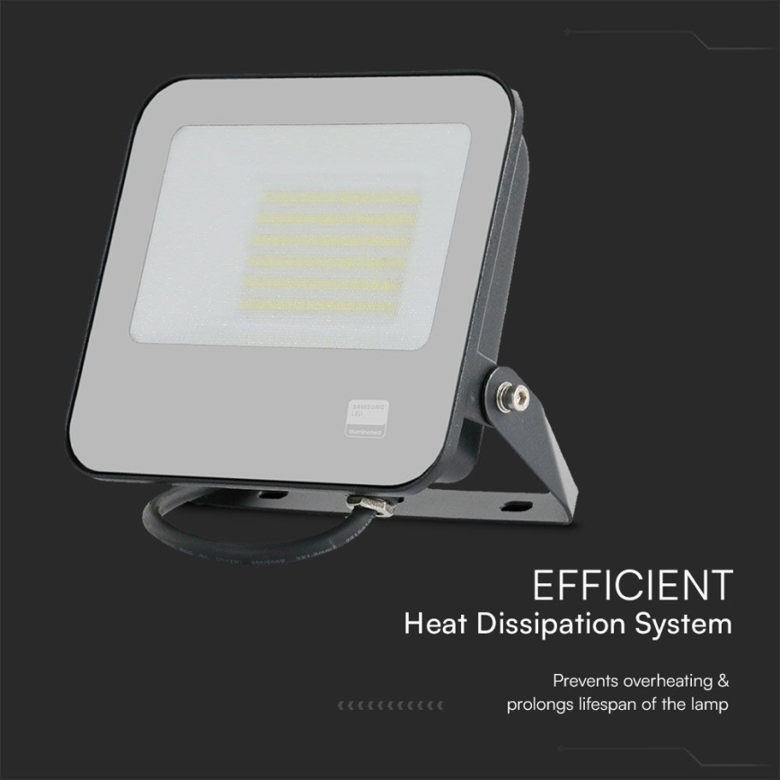 Holofote LED SAMSUNG CHIP LED/50W/230V 4000K IP65 preto