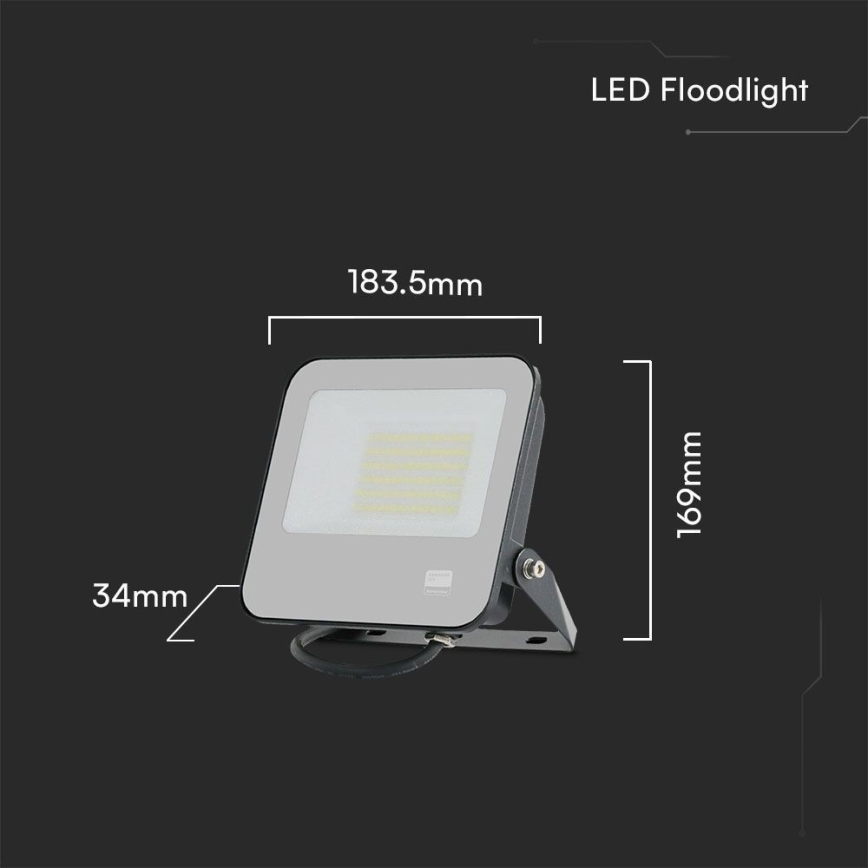 Holofote LED SAMSUNG CHIP LED/50W/230V 4000K IP65 preto
