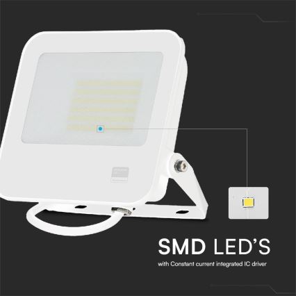 Holofote LED SAMSUNG CHIP LED/50W/230V 6500K IP65 branco