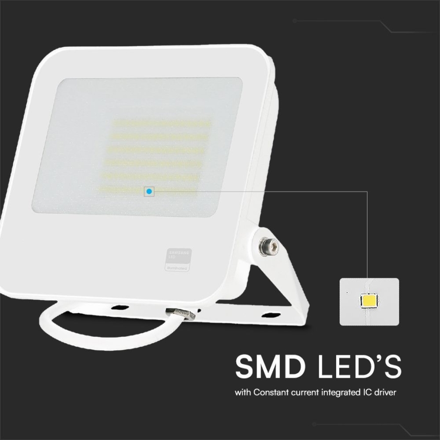 Holofote LED SAMSUNG CHIP LED/50W/230V 6500K IP65 branco